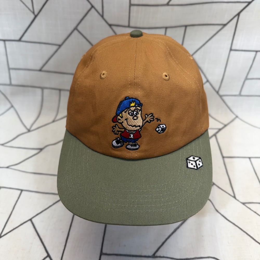 Butter Goods Hat OS Brown Green Dice Embroidered 6 Panel Strapback Cap